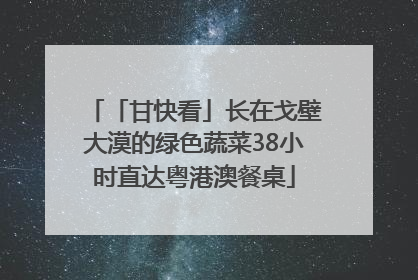 「甘快看」长在戈壁大漠的绿色蔬菜38小时直达粤港澳餐桌