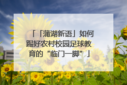 「蒲湖新语」如何踢好农村校园足球教育的“临门一脚”