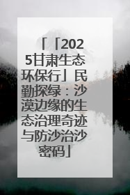 「2025甘肃生态环保行」民勤探绿：沙漠边缘的生态治理奇迹与防沙治沙密码