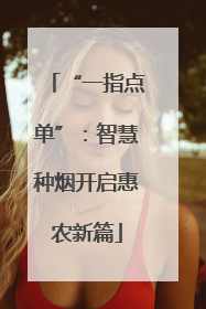 “一指点单”：智慧种烟开启惠农新篇
