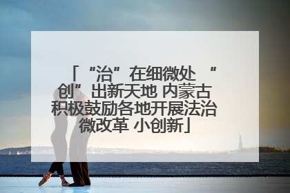 “治”在细微处 “创”出新天地 内蒙古积极鼓励各地开展法治微改革 小创新