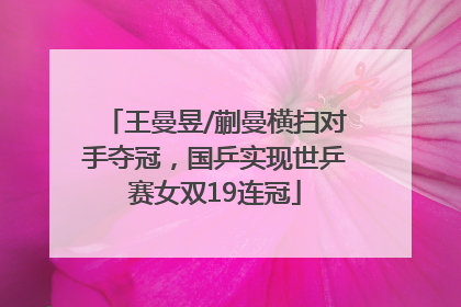 王曼昱/蒯曼横扫对手夺冠，国乒实现世乒赛女双19连冠