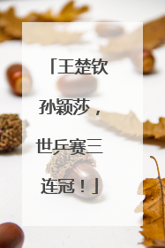 王楚钦孙颖莎，世乒赛三连冠！