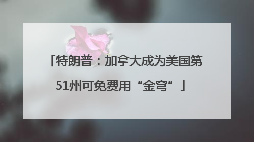 特朗普：加拿大成为美国第51州可免费用“金穹”