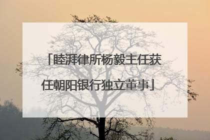 睦湃律所杨毅主任获任朝阳银行独立董事