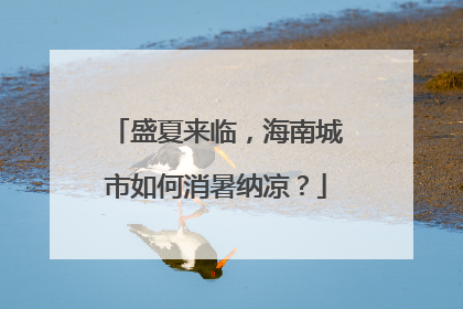 盛夏来临，海南城市如何消暑纳凉？