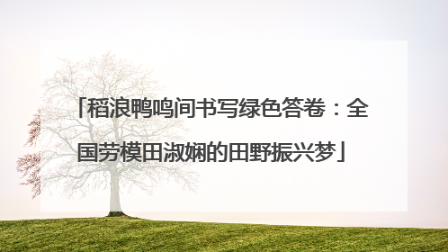 稻浪鸭鸣间书写绿色答卷：全国劳模田淑娴的田野振兴梦