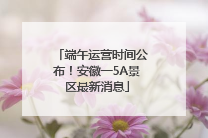 端午运营时间公布！安徽一5A景区最新消息