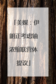 美媒：伊朗正考虑铀浓缩联营体提议