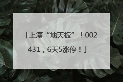 上演“地天板”！002431，6天5涨停！
