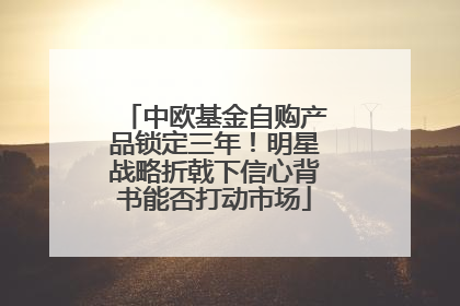 中欧基金自购产品锁定三年！明星战略折戟下信心背书能否打动市场