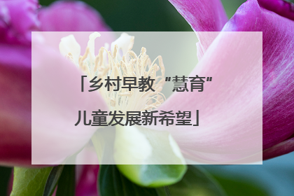 乡村早教“慧育”儿童发展新希望