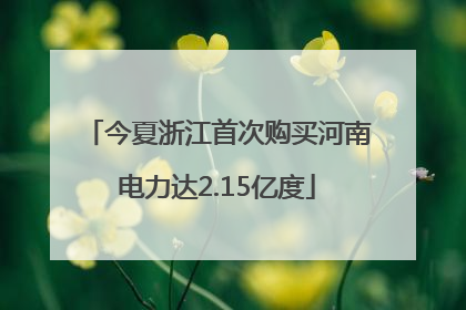 今夏浙江首次购买河南电力达2.15亿度
