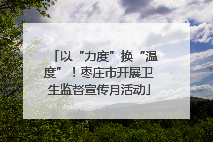以“力度”换“温度”！枣庄市开展卫生监督宣传月活动