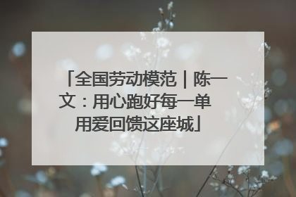 全国劳动模范｜陈一文：用心跑好每一单 用爱回馈这座城