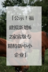 公示！福建拟新增62家省级专精特新中小企业