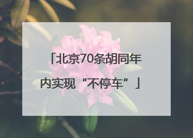 北京70条胡同年内实现“不停车”