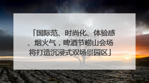 国际范、时尚化、体验感、烟火气，啤酒节崂山会场将打造沉浸式双场景园区