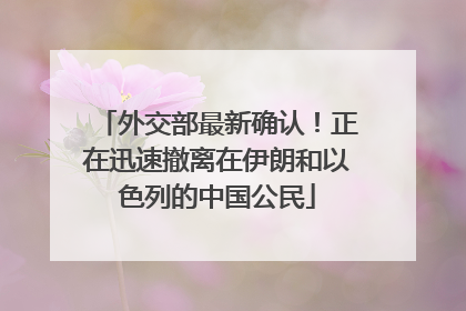 外交部最新确认！正在迅速撤离在伊朗和以色列的中国公民