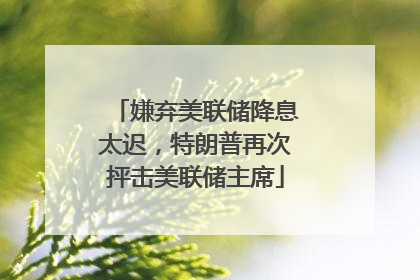 嫌弃美联储降息太迟，特朗普再次抨击美联储主席