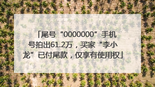 尾号“0000000”手机号拍出61.2万，买家“李小龙”已付尾款，仅享有使用权