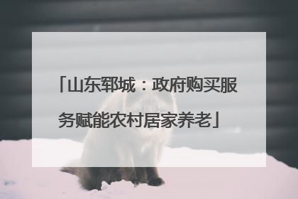 山东郓城：政府购买服务赋能农村居家养老