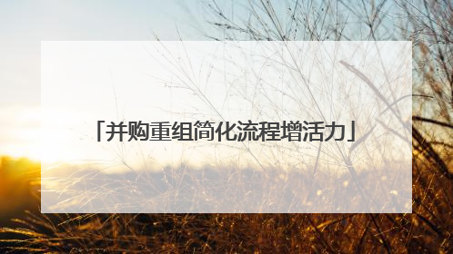 并购重组简化流程增活力