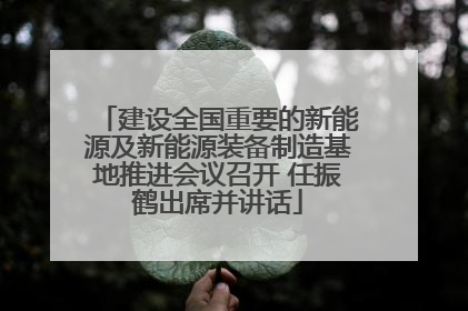 建设全国重要的新能源及新能源装备制造基地推进会议召开 任振鹤出席并讲话