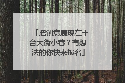把创意展现在丰台大街小巷？有想法的你快来报名