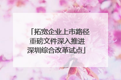 拓宽企业上市路径 重磅文件深入推进深圳综合改革试点