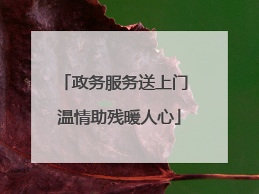 政务服务送上门 温情助残暖人心