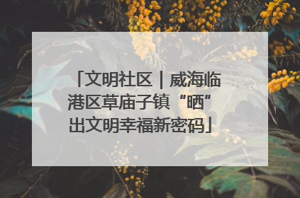 文明社区｜威海临港区草庙子镇“晒”出文明幸福新密码
