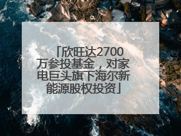 欣旺达2700万参投基金，对家电巨头旗下海尔新能源股权投资