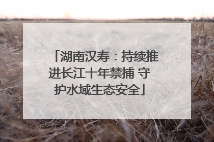 湖南汉寿：持续推进长江十年禁捕 守护水域生态安全