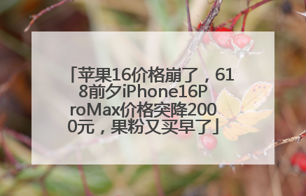 苹果16价格崩了，618前夕iPhone16ProMax价格突降2000元，果粉又买早了