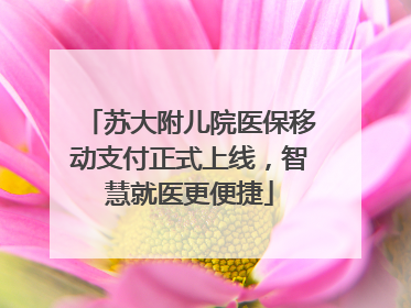 苏大附儿院医保移动支付正式上线，智慧就医更便捷