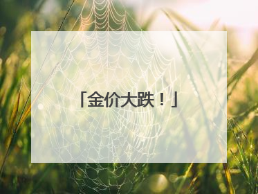 金价大跌！