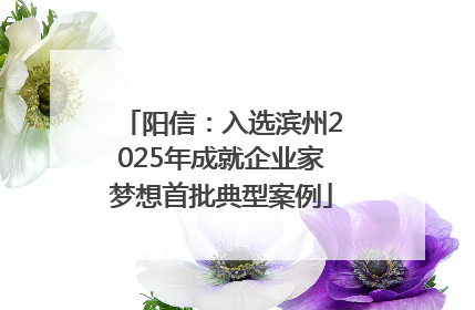 阳信：入选滨州2025年成就企业家梦想首批典型案例