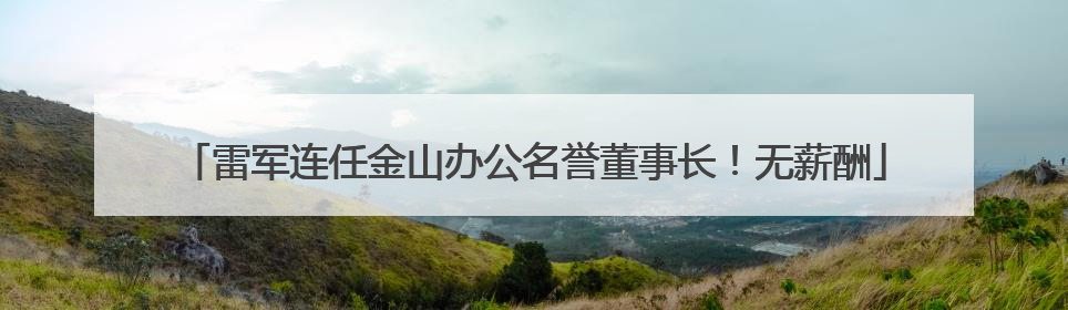 雷军连任金山办公名誉董事长！无薪酬