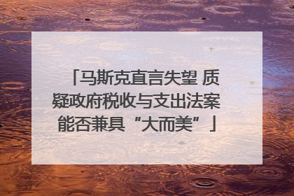 马斯克直言失望 质疑政府税收与支出法案能否兼具“大而美”