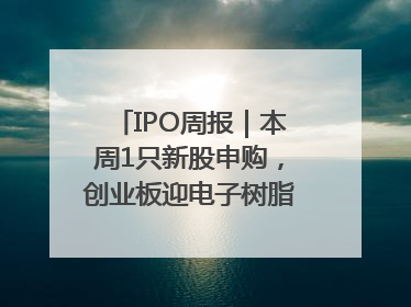 IPO周报｜本周1只新股申购，创业板迎电子树脂头部供应商