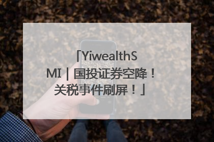 YiwealthSMI｜国投证券空降！关税事件刷屏！